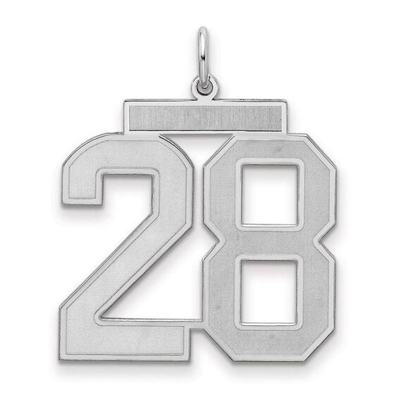Sterling Silver Jersey Collection Large Number 28 Pendant